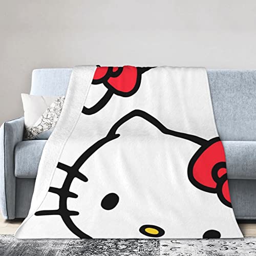 Cartoon Cute Cat Pattern Blanket Soft Cozy Portable Fuzzy Throw Blankets for Sofa Bed 60"x50"