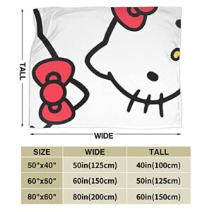 Cartoon Cute Cat Pattern Blanket Soft Cozy Portable Fuzzy Throw Blankets for Sofa Bed 60"x50"