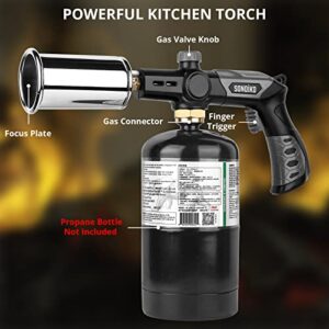 Sondiko Powerful Grill & Cooking Torch L8010, Sous Vide, Propane Kitchen torch, Campfire Starter,  Adjustable Flame Thrower Fire Gun for Steak, BBQ and Baking
