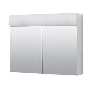 zenith 23.25 in. w x 18.63 in. h x 5.88 in. d surface mount lighted frameless bi-view medicine cabinet in white