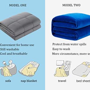 Roomate Weighted Blanket & Removable Cover - Resist Water Spills, 2 Models for Kids and Adults - Cool Breathable Inner & Ultra-Soft Minky Fleece Cover , Blue, 36''48''- 7LB