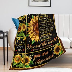 Gifts for Mom Blanket from Daughter, Great Mom Gifts for Mothers Day Throw Blanket, Birthday Gifts for New Mom Throw Sunflowers Blanket for Couch Bedroom 50x60