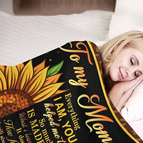 Gifts for Mom Blanket from Daughter, Great Mom Gifts for Mothers Day Throw Blanket, Birthday Gifts for New Mom Throw Sunflowers Blanket for Couch Bedroom 50x60