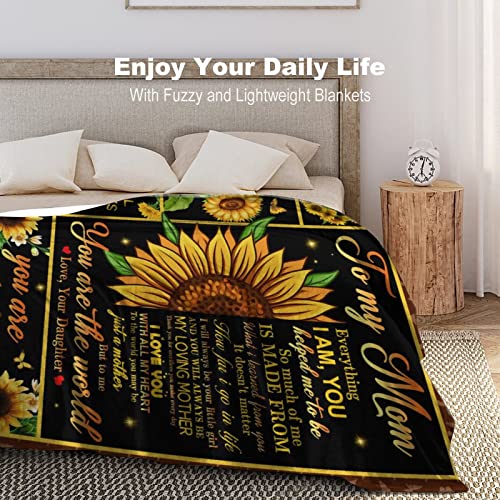 Gifts for Mom Blanket from Daughter, Great Mom Gifts for Mothers Day Throw Blanket, Birthday Gifts for New Mom Throw Sunflowers Blanket for Couch Bedroom 50x60