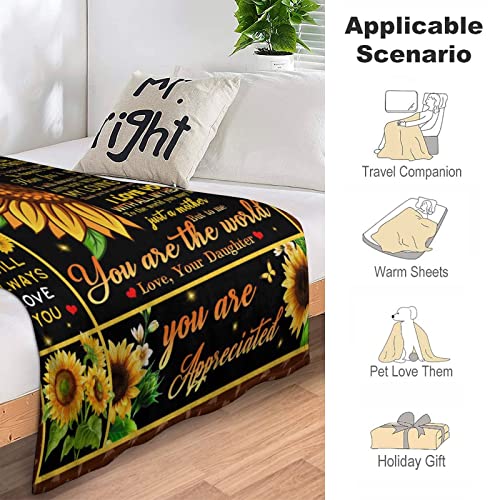 Gifts for Mom Blanket from Daughter, Great Mom Gifts for Mothers Day Throw Blanket, Birthday Gifts for New Mom Throw Sunflowers Blanket for Couch Bedroom 50x60