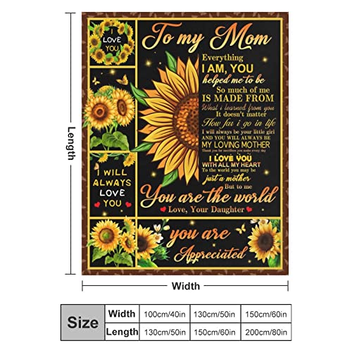 Gifts for Mom Blanket from Daughter, Great Mom Gifts for Mothers Day Throw Blanket, Birthday Gifts for New Mom Throw Sunflowers Blanket for Couch Bedroom 50x60