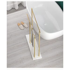 LUKEO Gold Marble Floor Stand Towel Shelf Floor Towel Rack Floor Stand Style Floor Towel Rack Storage Rack