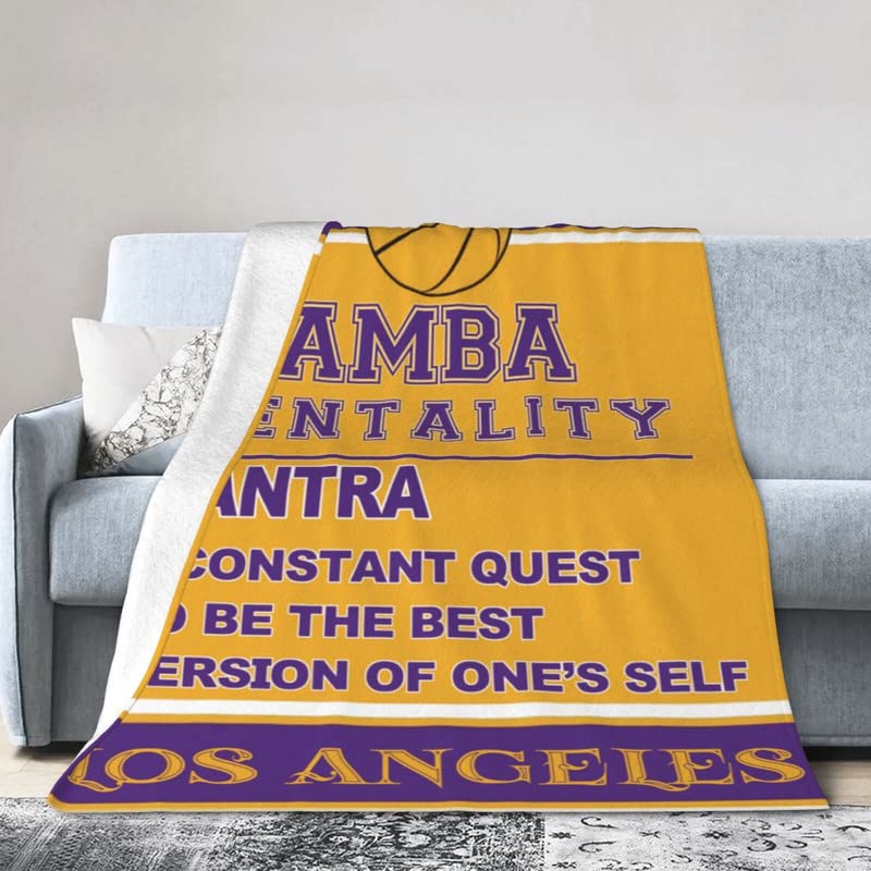 Basketball Throw Blanket #24#8 Mamba Mentality Legend Blanket Warm Soft Fuzzy Quotes Throw Blankets Gifts for Basketball Fans Men 60x50 inches