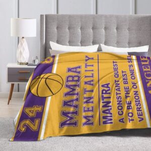 Basketball Throw Blanket #24#8 Mamba Mentality Legend Blanket Warm Soft Fuzzy Quotes Throw Blankets Gifts for Basketball Fans Men 60x50 inches