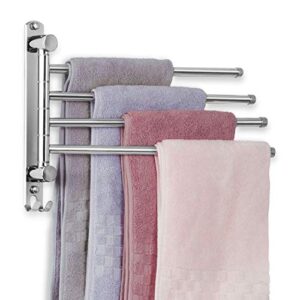 swivel bathroom towel rack jsver towel rack wall mounted, sus304 stainless steel towel bar, 4-arm space saving towel hanger, towel racks for bathroom, kitchen
