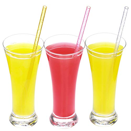 Dakoufish 11 Inch Reusable Tritan Plastic Straws, Replacement Glitter Sparkle Drinking Straws for 24 oz-40 oz Mason Jars/Tumblers,Dishwasher safe,Set of 12 with Cleaning Brush(6color,11inch)