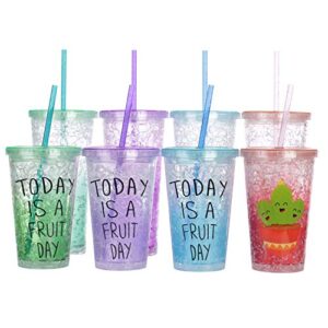 Dakoufish 11 Inch Reusable Tritan Plastic Straws, Replacement Glitter Sparkle Drinking Straws for 24 oz-40 oz Mason Jars/Tumblers,Dishwasher safe,Set of 12 with Cleaning Brush(6color,11inch)