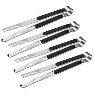 4 pack premium stainless steel kitchen tongs, serving tongs for cooking, xevom metal food tongs with non-slip grip, heat resistant grill tongs 10 inch
