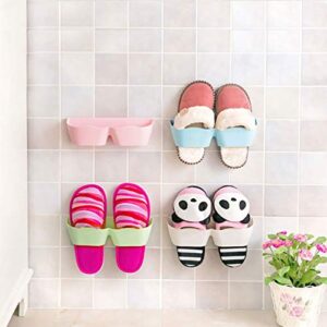 DINGZZ Wall Mount Slippers Hanging Shelf Holder Storage Rack Foldable Shoes Rack Double-Layer Slippers Storage Organizer (Color : Black)