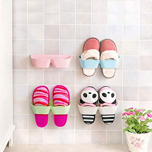 DINGZZ Wall Mount Slippers Hanging Shelf Holder Storage Rack Foldable Shoes Rack Double-Layer Slippers Storage Organizer (Color : Black)