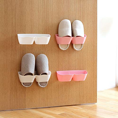 DINGZZ Wall Mount Slippers Hanging Shelf Holder Storage Rack Foldable Shoes Rack Double-Layer Slippers Storage Organizer (Color : Black)