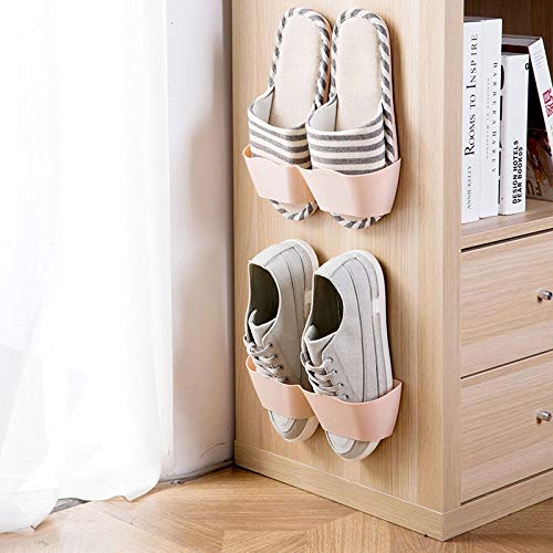 DINGZZ Wall Mount Slippers Hanging Shelf Holder Storage Rack Foldable Shoes Rack Double-Layer Slippers Storage Organizer (Color : Black)