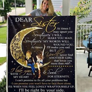 maylian to my sister throw blanket - heartfelt message & floral pattern | soft & warm fleece | 60"x80" for birthdays, holidays, or special occasions