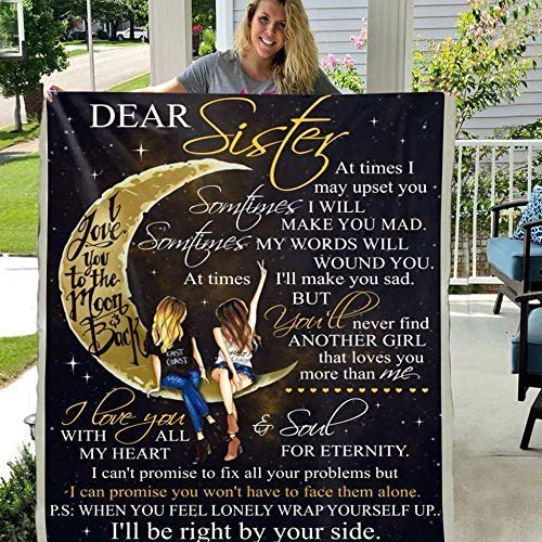 Maylian to My Sister Throw Blanket - Heartfelt Message & Floral Pattern | Soft & Warm Fleece | 60"x80" for Birthdays, Holidays, or Special Occasions