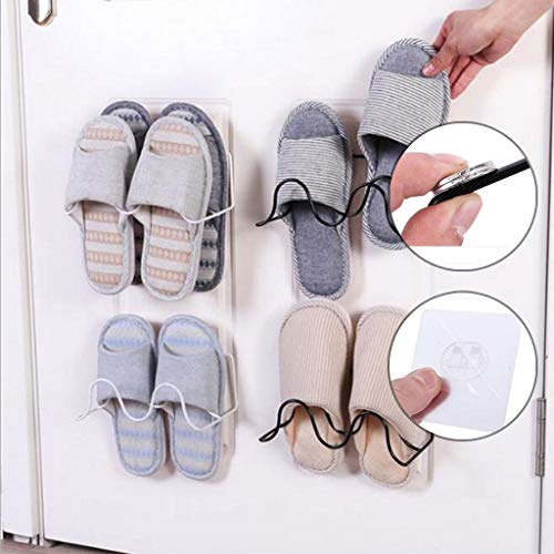 DINGZZ Double-Layer Shoes Holder Wall Mount Slipper Hanging Shelf Organizer Living Room (Color : D)