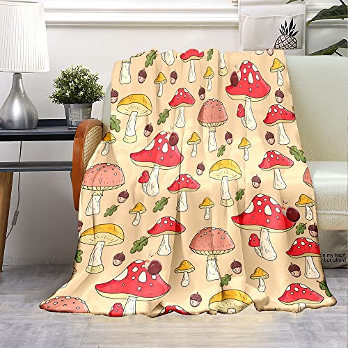 Mushroom Fleece Blanket Throw Blanket for Couch Soft Cozy Fuzzy Plush Bed Blankets & Throws Cute Decor Gifts for Kids Adults Christmas,60"X50",Mushrooms Snail Nut Chestnut Pattern