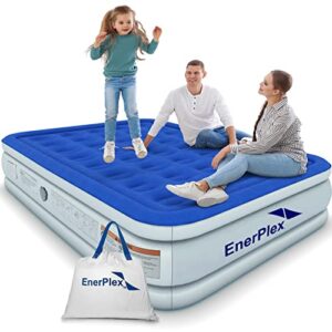 enerplex twin air mattress with built-in pump - 16 inch double height inflatable mattress for camping, home & portable travel - durable blow up bed with dual pump - easy to inflate/quick set up﻿