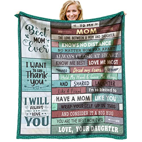 Jnufoju Gifts for Mom - Mothers Day Birthday Gifts for Mom from Daughter - Mom Gifts Throw Blanket 60 x 50 inch - Moms Birthday Gift Ideas - Best Mom Ever Gifts - Gifts for Mom Who Has Everything