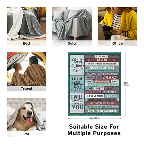 Jnufoju Gifts for Mom - Mothers Day Birthday Gifts for Mom from Daughter - Mom Gifts Throw Blanket 60 x 50 inch - Moms Birthday Gift Ideas - Best Mom Ever Gifts - Gifts for Mom Who Has Everything