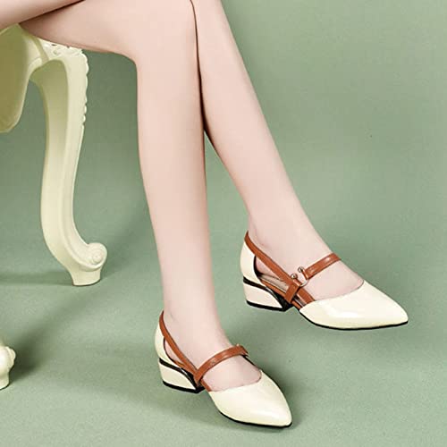 by for Women Sandals Breathable High Heeled Casual Women's Pointed Toe High Heeled Strap Fashion Sandals Women's Sandals (White, 7)