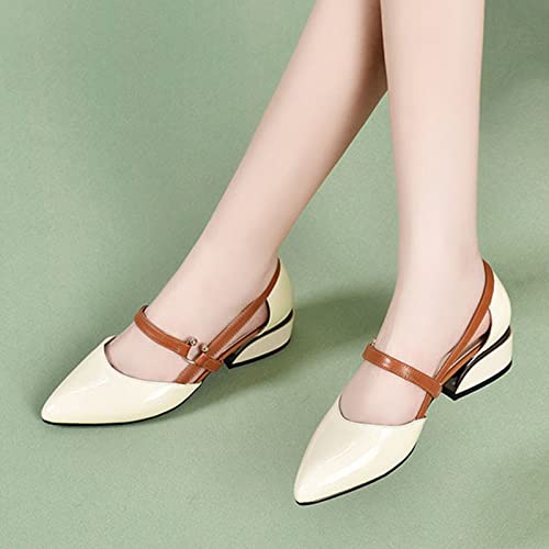 by for Women Sandals Breathable High Heeled Casual Women's Pointed Toe High Heeled Strap Fashion Sandals Women's Sandals (White, 7)