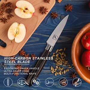 imarku Paring Knife - Paring Knives, 3.5 Inch Small Kitchen Knife - Japanese SUS440A Stainless Steel Fruit Knife, Ergonomic Pakkawood Handle, Ultra Sharp Knife