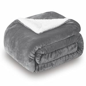 sochow sherpa fleece throw blanket, double-sided super soft luxurious plush blanket throw size, grey