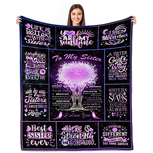 Hudodmn Sister Gifts Blanket, Sisters Gift from Sister, Sister Birthday Gifts from Sister, Birthday Gifts for Sister from Sisters, Gifts for Sister Throw Blanket, to My Sister Blanket 50"x60"