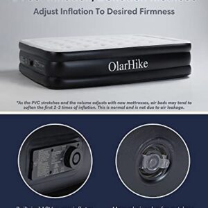 OlarHike Inflatable Queen Air Mattress with Built in Pump,18"Elevated Durable Air Mattresses for Camping,Home&Guests,Fast&Easy Inflation/Deflation Airbed,Black Double Blow up Bed,Travel Cushion,Indoor