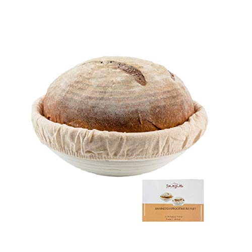 9 inch Round Bread Banneton Proofing Basket & Liner SUGUS HOUSE Brotform Dough Rising Rattan Handmade rattan bowl - Perfect For Artisan