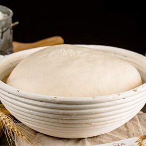 9 inch Round Bread Banneton Proofing Basket & Liner SUGUS HOUSE Brotform Dough Rising Rattan Handmade rattan bowl - Perfect For Artisan