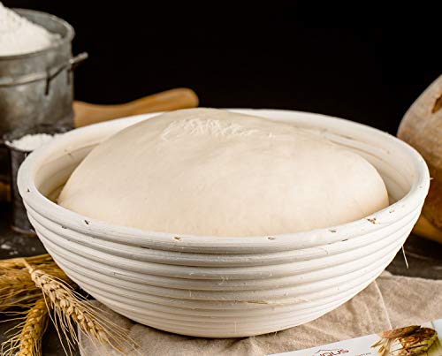 9 inch Round Bread Banneton Proofing Basket & Liner SUGUS HOUSE Brotform Dough Rising Rattan Handmade rattan bowl - Perfect For Artisan