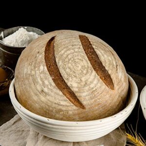 9 inch Round Bread Banneton Proofing Basket & Liner SUGUS HOUSE Brotform Dough Rising Rattan Handmade rattan bowl - Perfect For Artisan