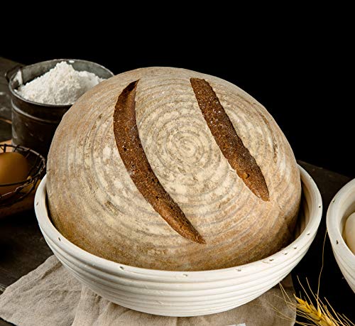 9 inch Round Bread Banneton Proofing Basket & Liner SUGUS HOUSE Brotform Dough Rising Rattan Handmade rattan bowl - Perfect For Artisan