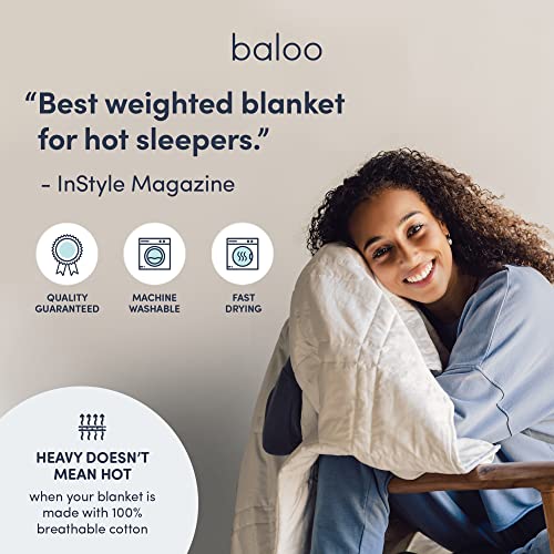 Baloo Soft 12lb Weighted Throw Blanket with Removable Linen Cover - Heavy Cotton Quilted Blanket - Oatmeal, 42x72 inches Living