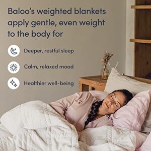 Baloo Soft 12lb Weighted Throw Blanket with Removable Linen Cover - Heavy Cotton Quilted Blanket - Oatmeal, 42x72 inches Living