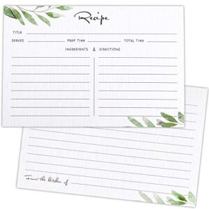 greenery bridal recipe cards double sided kitchen recipe cards sage simple green recipe cards notecards for wedding, bridal shower, farmhouse, 4 x 6 inch (fresh style,50 pieces)