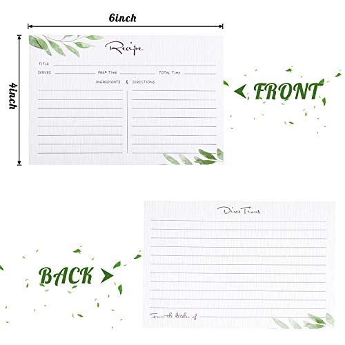 Greenery Bridal Recipe Cards Double Sided Kitchen Recipe Cards Sage Simple Green Recipe Cards Notecards for Wedding, Bridal Shower, Farmhouse, 4 x 6 Inch (Fresh Style,50 Pieces)