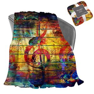 wucidici music note throw blanket lightweight soft cozy color graffiti blanket for kids adults gift 50"x 60"