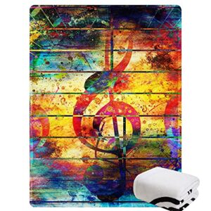 Wucidici Music Note Throw Blanket Lightweight Soft Cozy Color Graffiti Blanket for Kids Adults Gift 50"x 60"