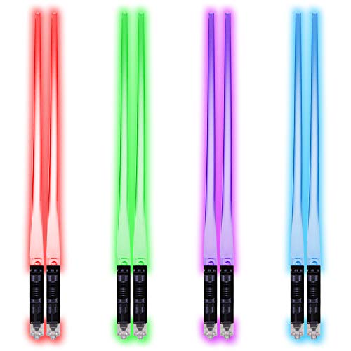 Windy City Novelties Light-Up Chopsticks Lightsaber Design Perfect for Sushi Lovers, Star Wars Fans, Kids and Adults (4 Pair)