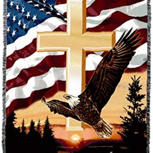 Pure Country Weavers Day is Done Gone The Sun Blanket Cross Eagle Flag - Sympathy Bereavement Gift Tapestry Throw Woven from Cotton - Made in The USA (72x54)