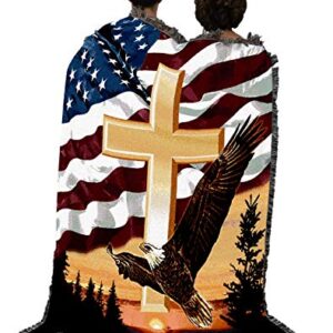 Pure Country Weavers Day is Done Gone The Sun Blanket Cross Eagle Flag - Sympathy Bereavement Gift Tapestry Throw Woven from Cotton - Made in The USA (72x54)