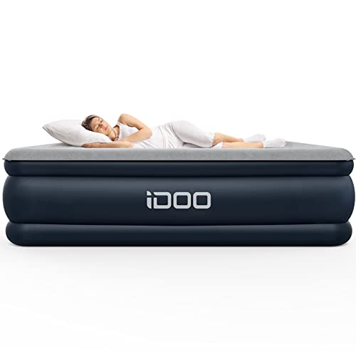 iDOO Air Mattress with Built in Pump, Queen Inflatable Mattress Blow Up Mattress Airbed for Camping & Guest, colchon inflable - Self Inflating, Foldable, Portable & Comfortable, 18" Raised