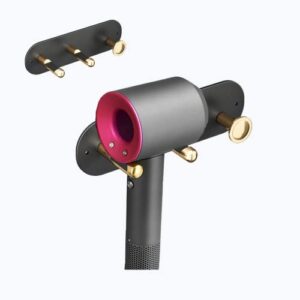 ayiyake hair dryer holder adhesive no drill wall mounted aluminum alloy blow dryer rack barbershop saloon fit for most hair dryers（ aluminum black gold
